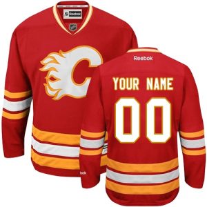 Kinder Calgary Flames Eishockey Trikot Benutzerdefinierte Reebok 3rd Rot Authentic